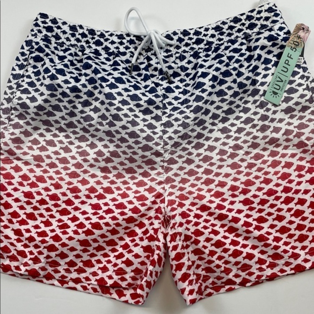 Spicy Tuna Men Red White Blue Swim Trunks Size XL